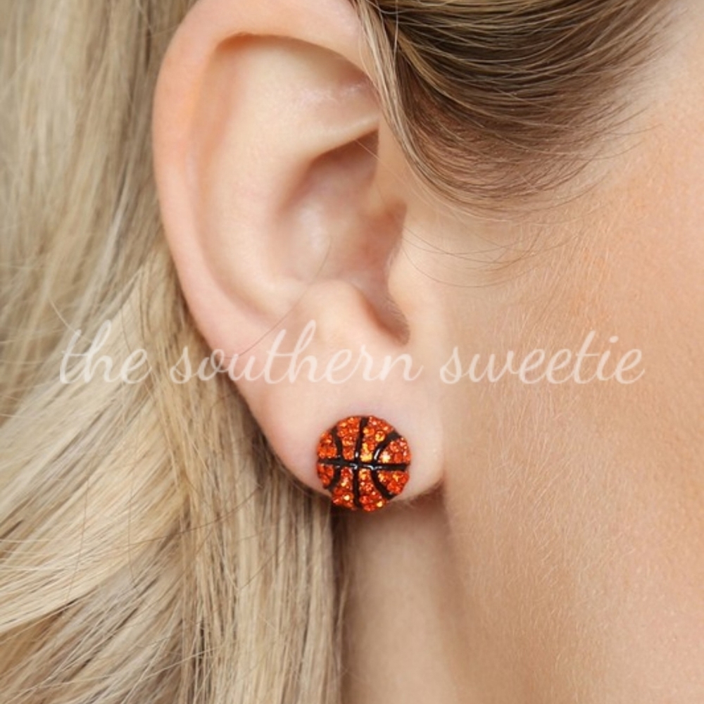 Basket ball stud earrings